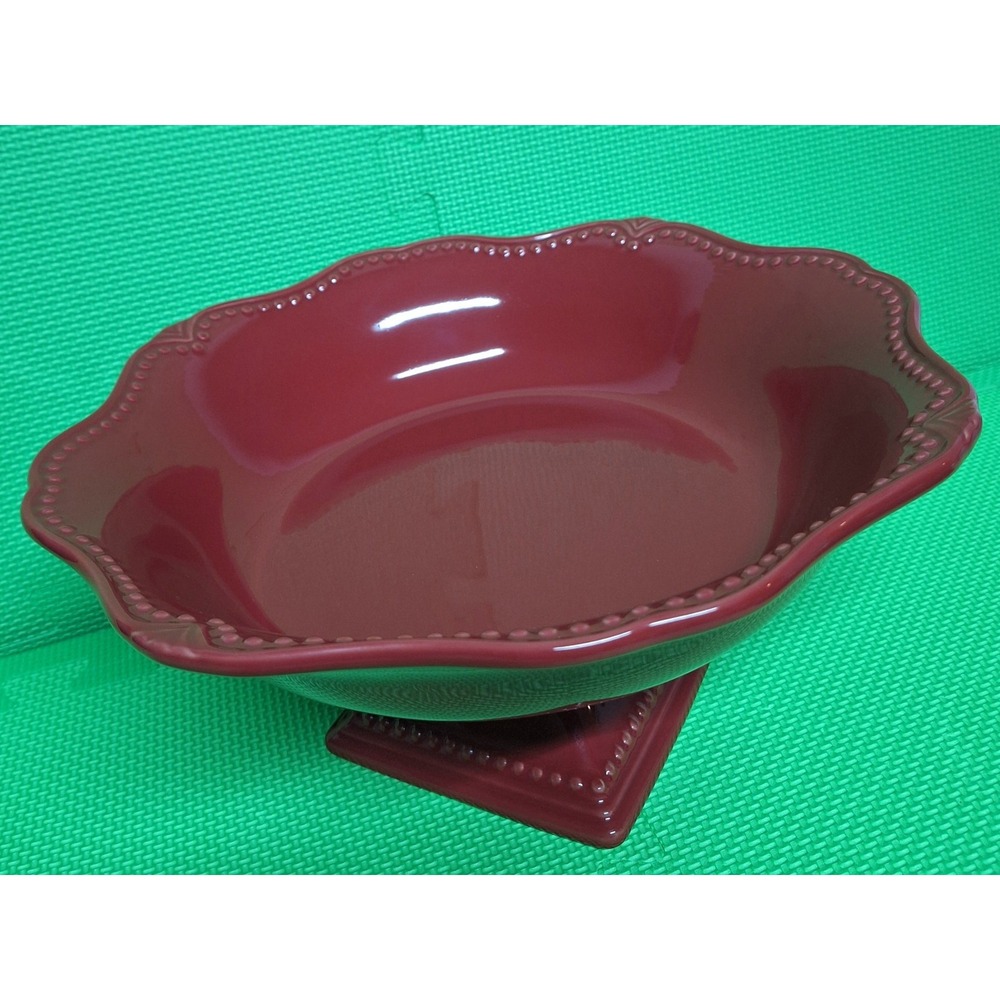 Pavillion Princess House Exclusive Red Pedestal Fruit Bowl Centerpiece Dish